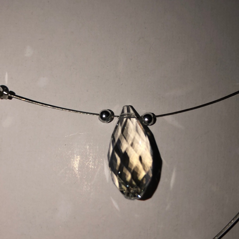 3-Strand Multi-Faceted Crystal Necklace & Earrings - Picture 3 of 7
